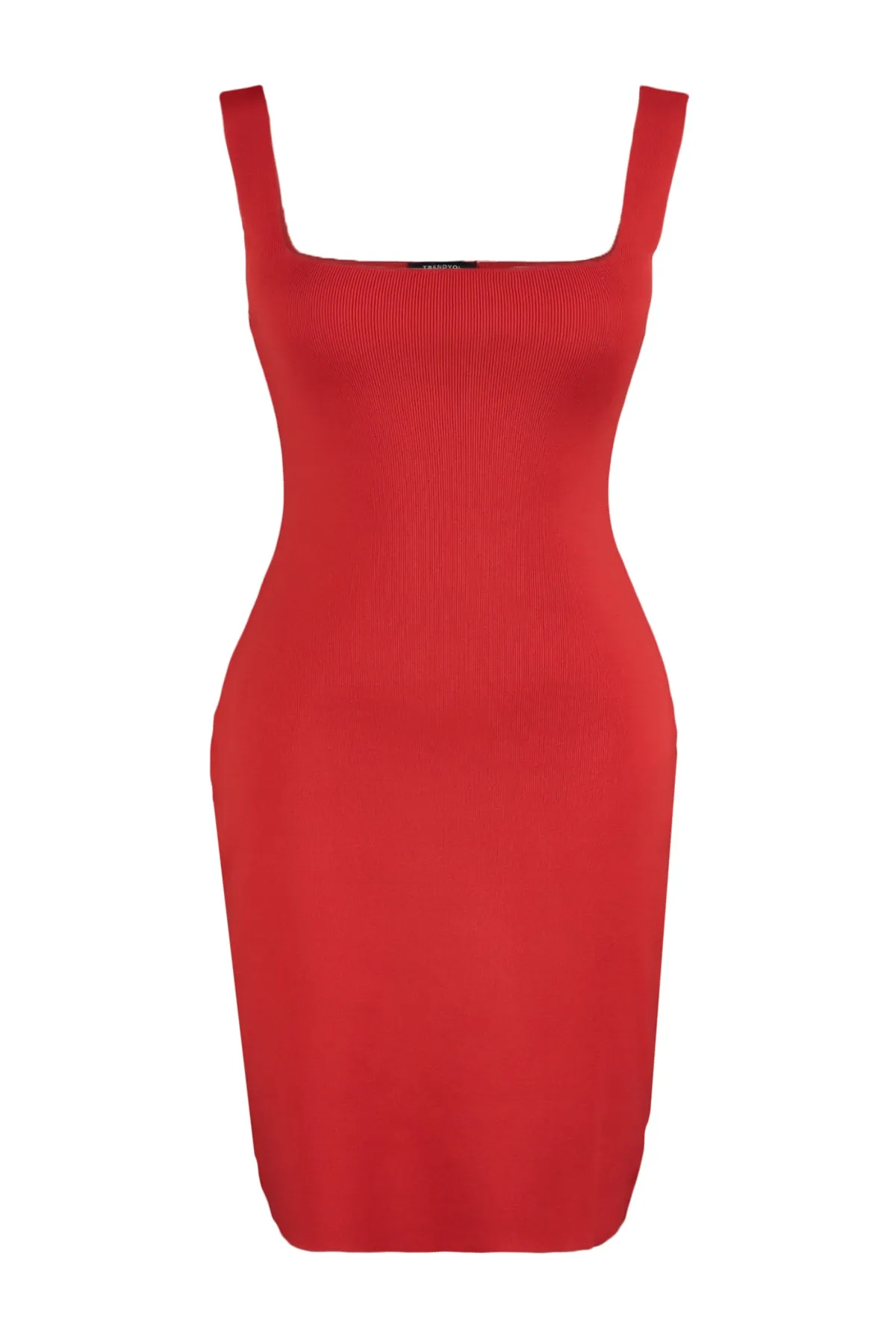 Trendyol Curve  Rotes Strickkleid mit Trägern TBBAW23AH00024