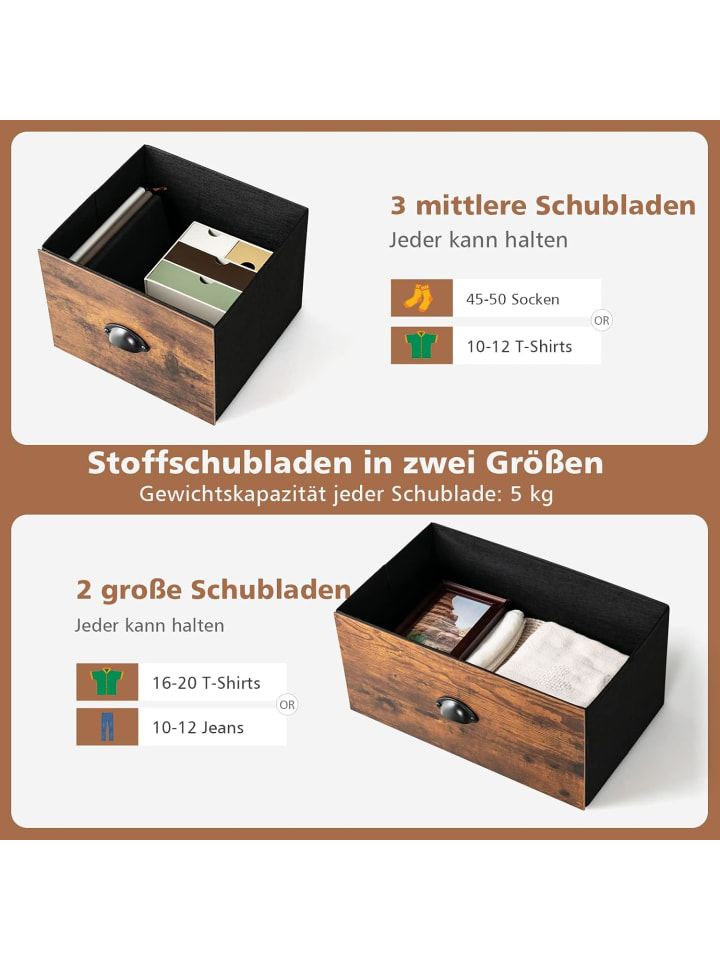 COSTWAY Kommode 5 Schubladen in Braun günstig kaufen onesize