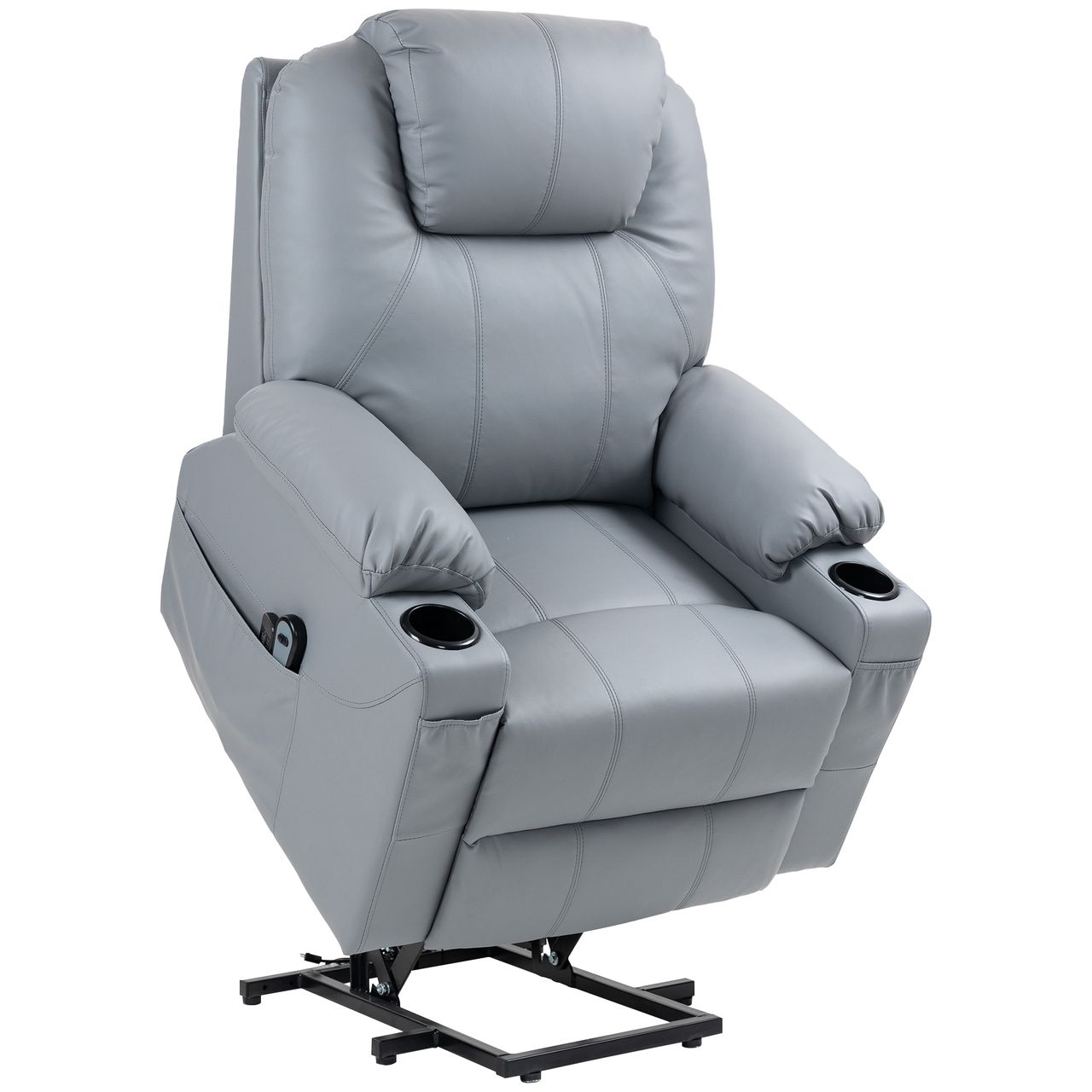 HOMCOM Fernsehsessel mit Aufstehhilfe Elektrisch, Relaxsessel mit Massagefunktion Grau