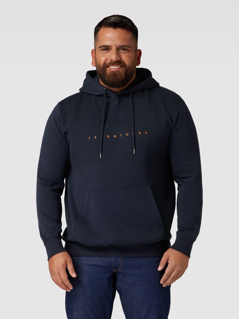 PLUS SIZE Hoodie mit Kapuze Modell 'STAR' in dunkelblau