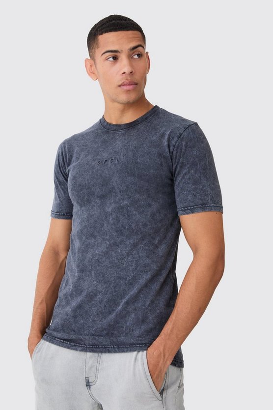 Muscle Fit Ofcl Acid Wash Crew Neck T-shirt