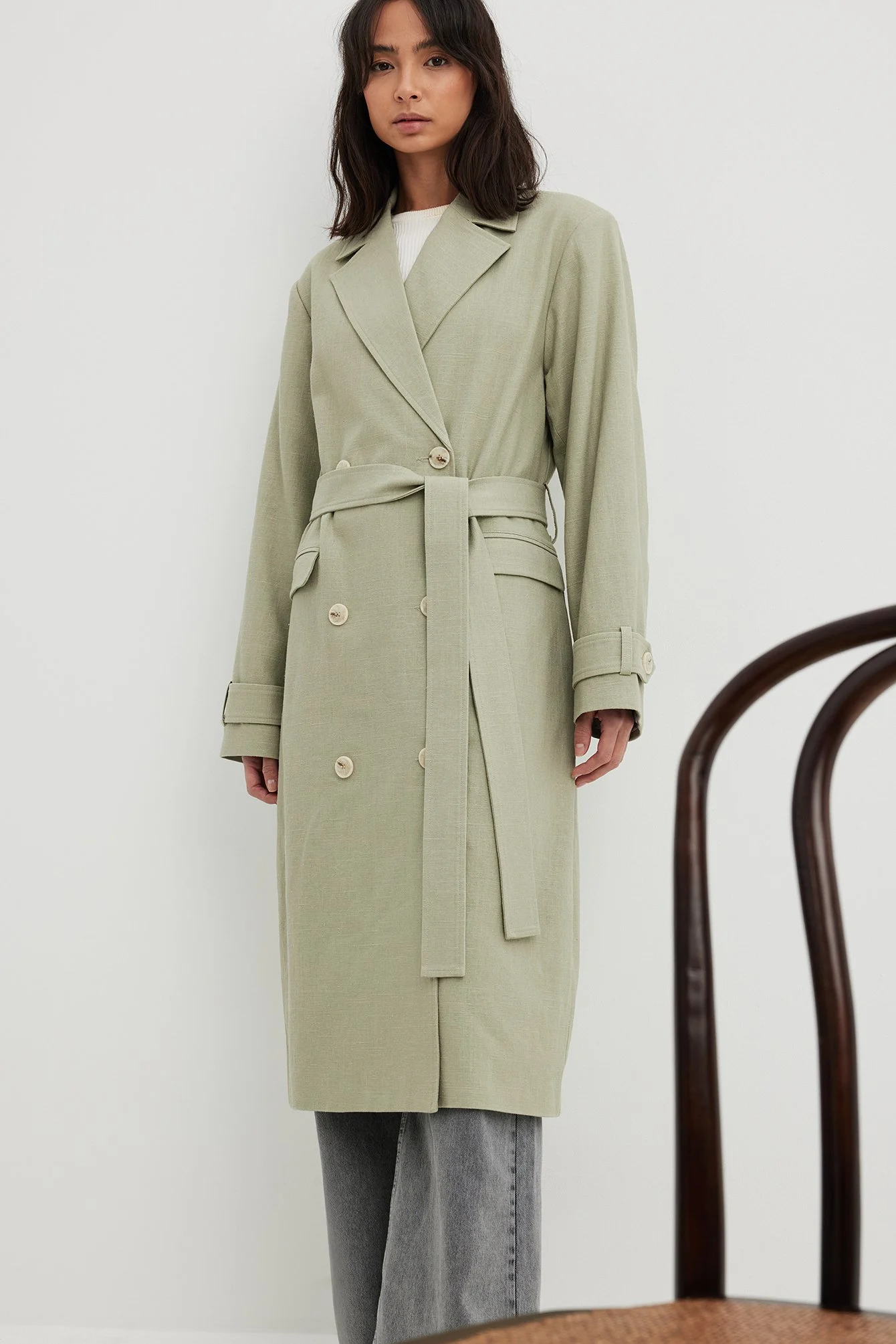 Trenchcoat aus Leinenmischung