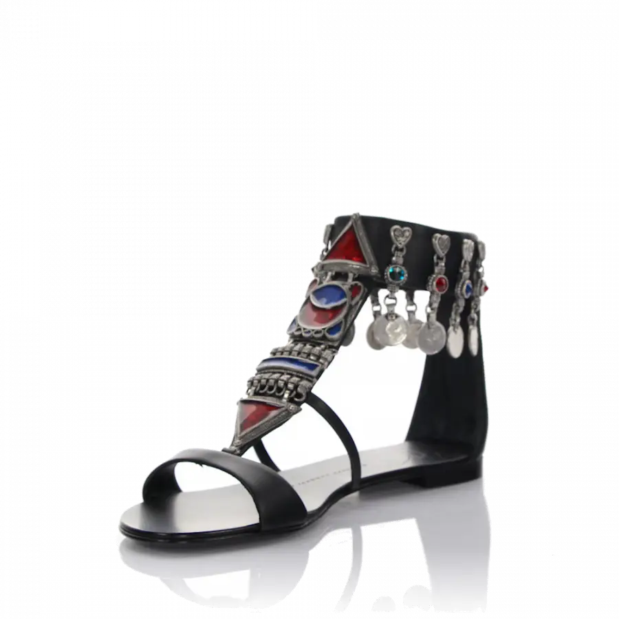 Giuseppe Zanotti - Sandalen Roll 10 Knöchelriemchen Leder schwarz - schwarz