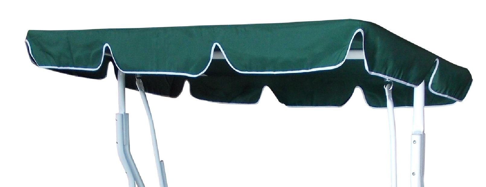 DEGAMO Hollywoodschaukelersatzdach FLORIDA dunkelgrün, 170x110cm, mit weißen Kedern