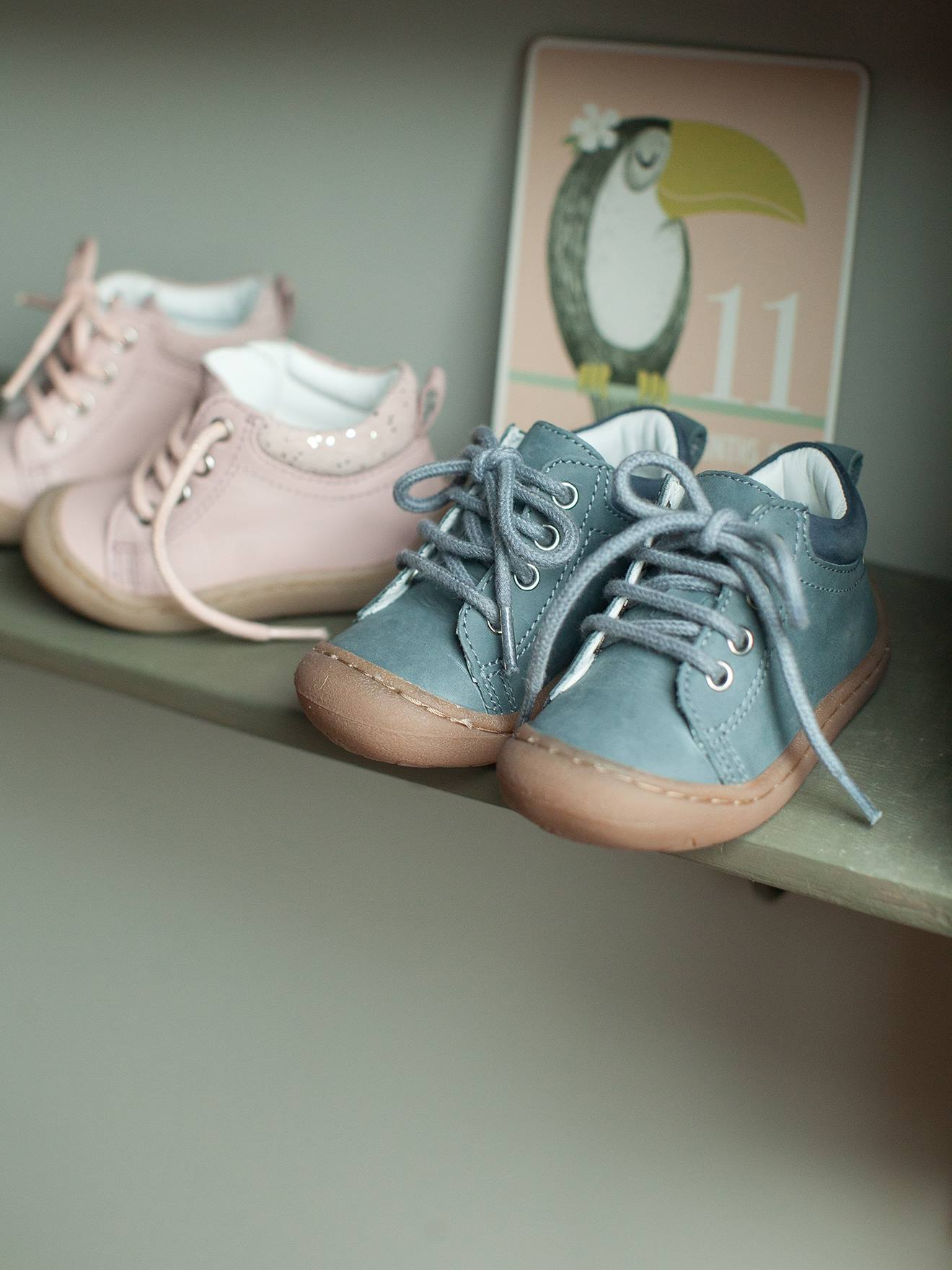 Bottillons cuir souple bébé garçon 4 pattes bleu pétrole