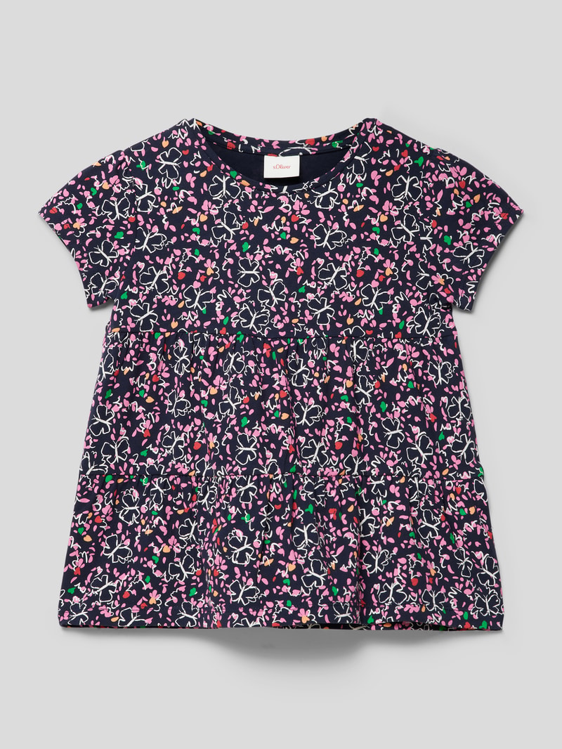 T-Shirt mit Allover-Print in marineblau