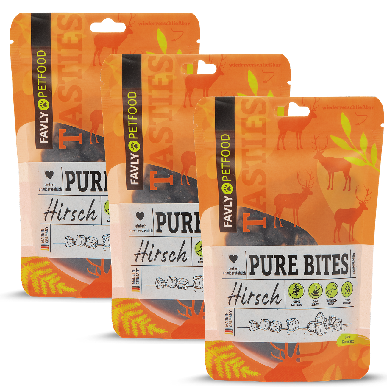 FAVLY Petfood Snacks FAVLY Petfood PURE Bites Hirsch 360 g