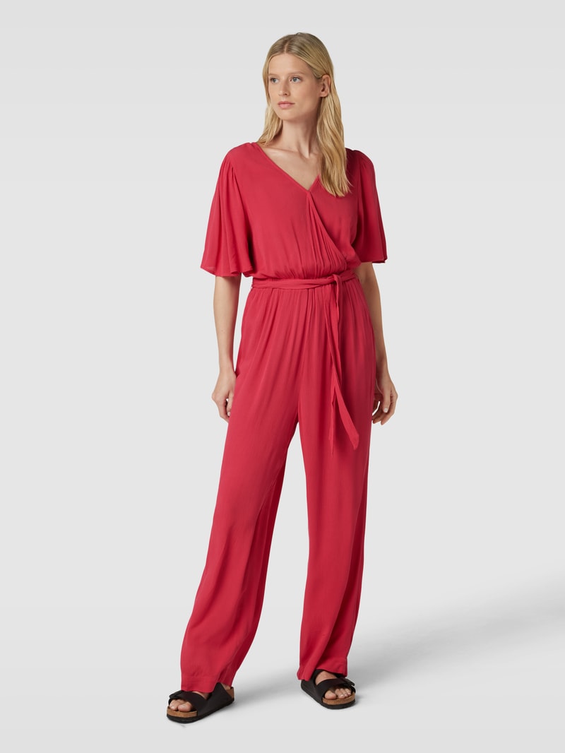 Jumpsuit mit V-Ausschnitt Modell 'Marrakech' in kirschrot
