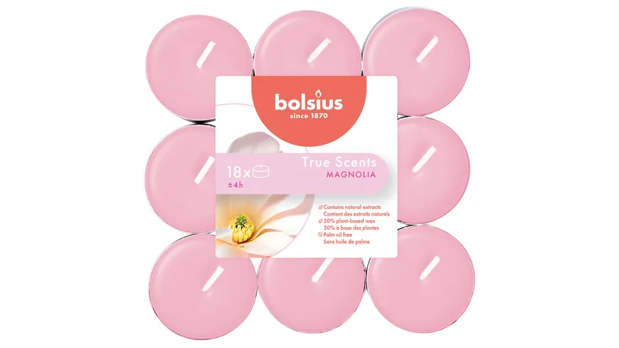 bolsius Duft-Teelichte True Scents 4h 18er Pack Magnolie Magnolie