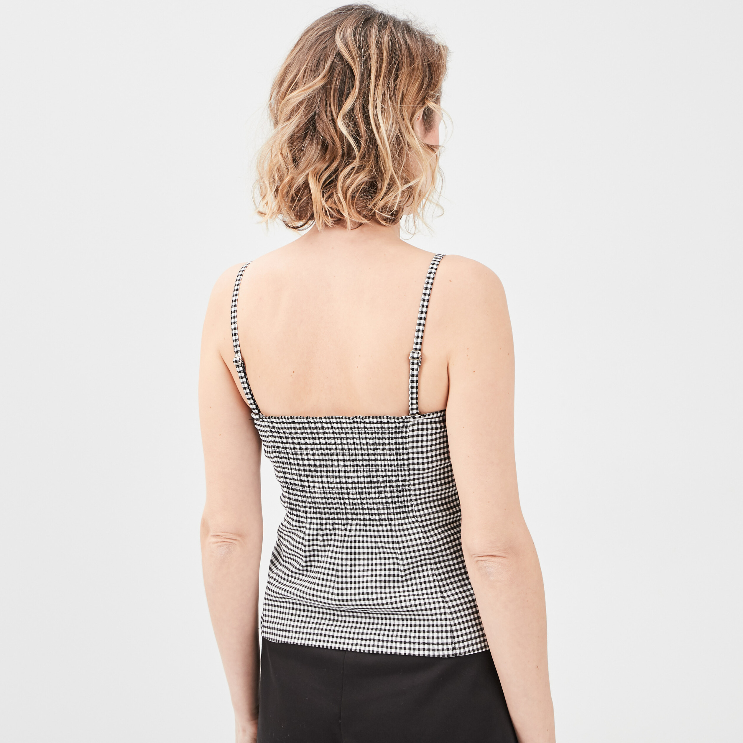 Débardeur col bustier bretelles fines noir femme | La Halle
