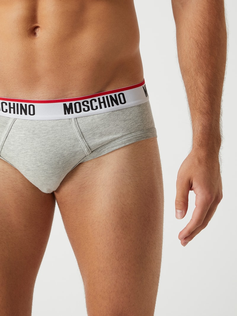 Slip mit Stretch-Anteil im 2er-Pack in mittelgrau meliert