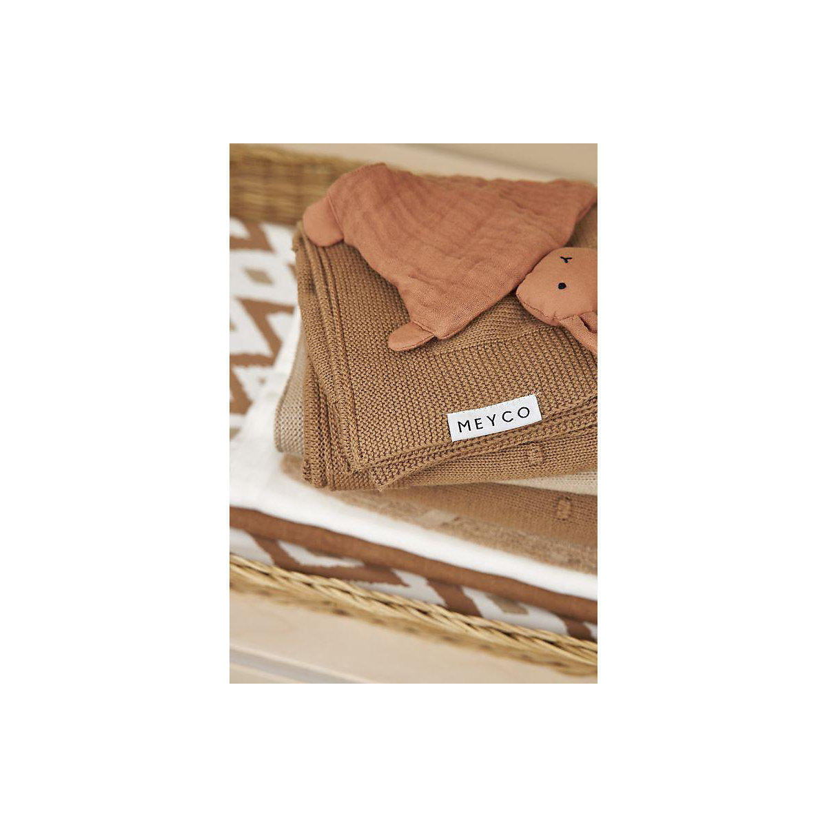 Babydecke klein Mini Knots toffee