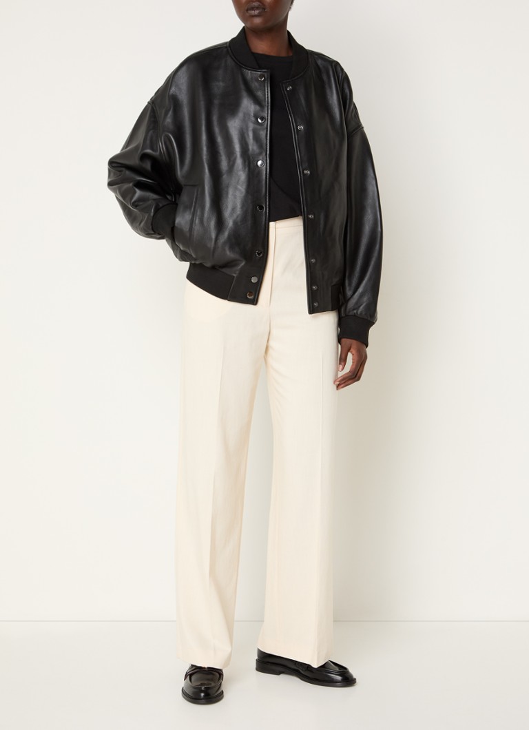 Claudie Pierlot Jachetă Bomber Hunter Clion din piele de miel cu imprimeu la spate