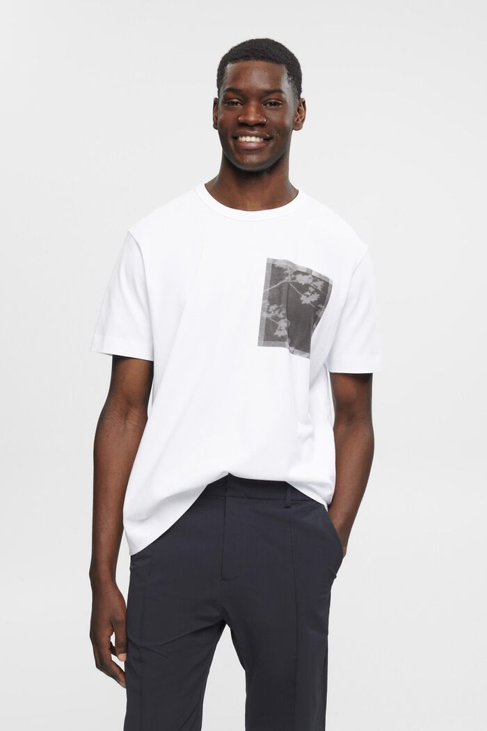 Baumwoll-T-Shirt mit Print auf der Brust