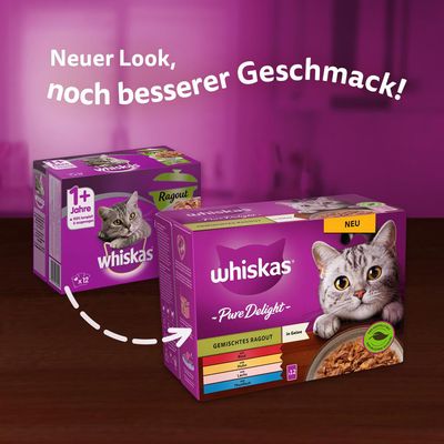 Jumbopack Whiskas Pure Delight Portionsbeutel 144 x 85 g