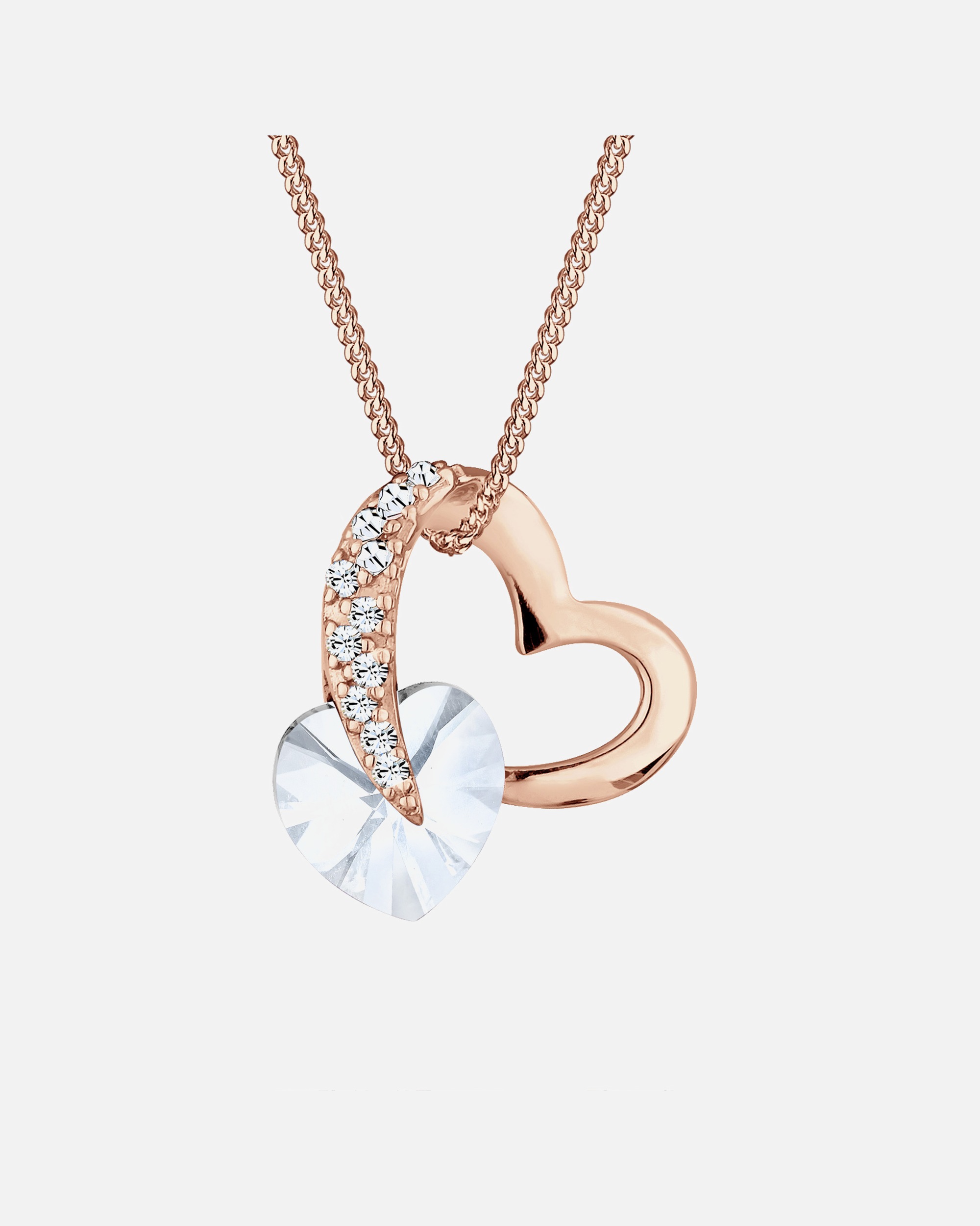 Elli Women's Heart Symbol Pendant Crystals in 925 Sterling Silver Rose Gold Plated