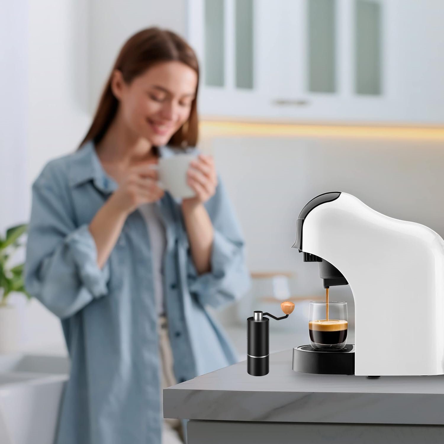 KREATE Kaffeemaschine mit Mahlwerk Kaffeemaschine mit Mahlwerk, Kaffeemühle, mit Digitaler Touch-Steuerung, 20 bar, Timer-Standby