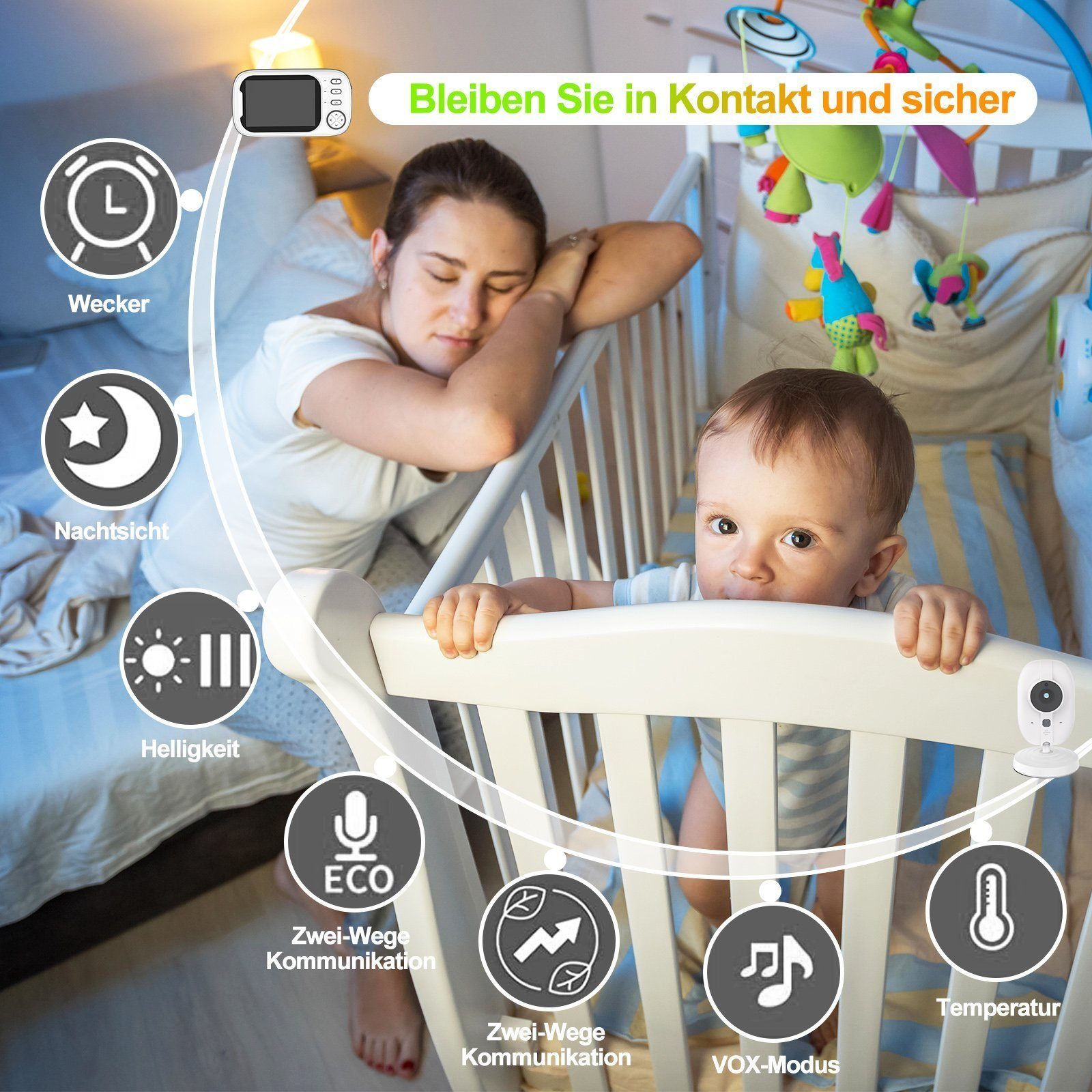 Hikeren Babyphone Babymonitor,Babyphone mit Kamera 3.5