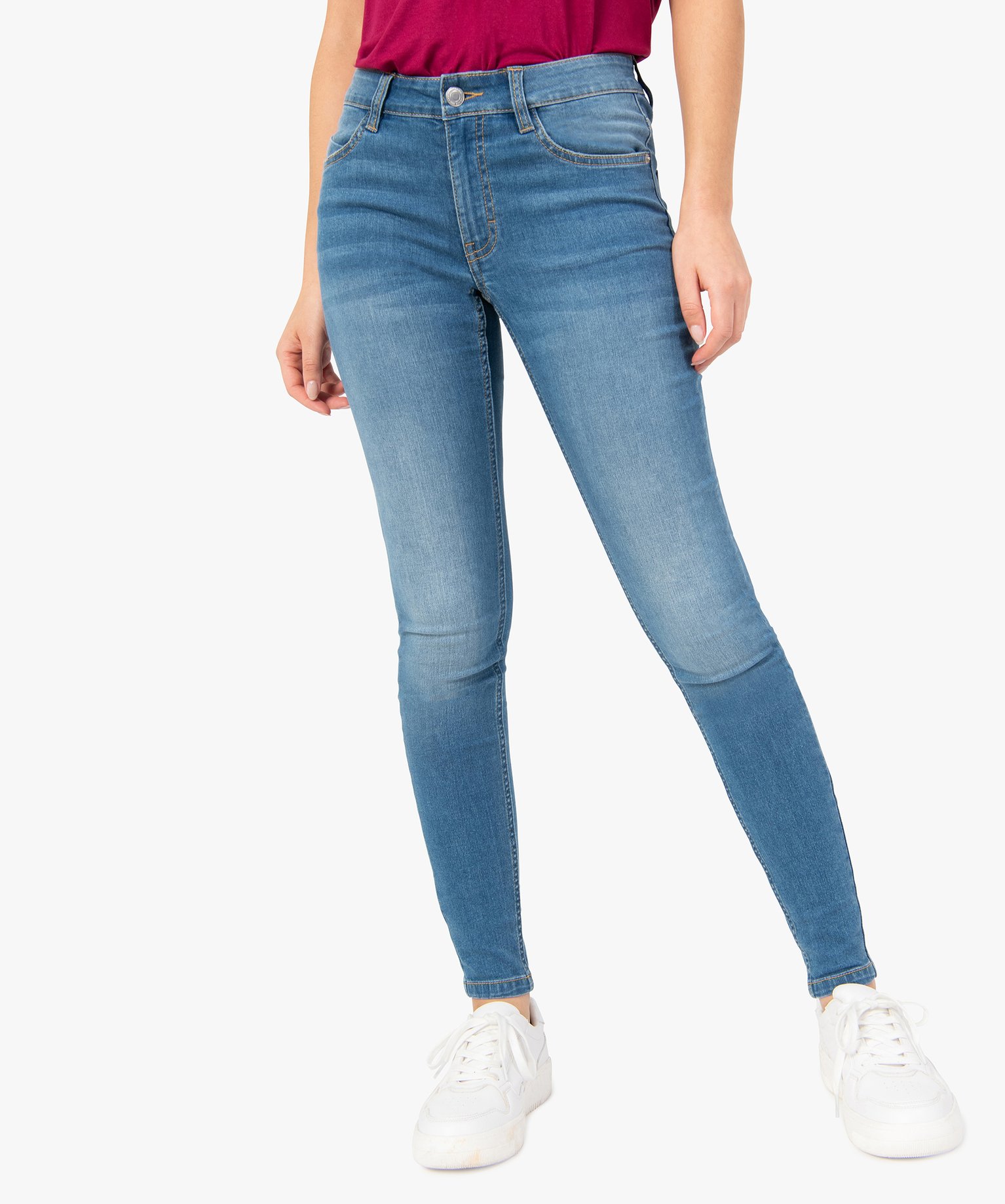 Jean Skinny taille normale délavé femme stone | GEMO