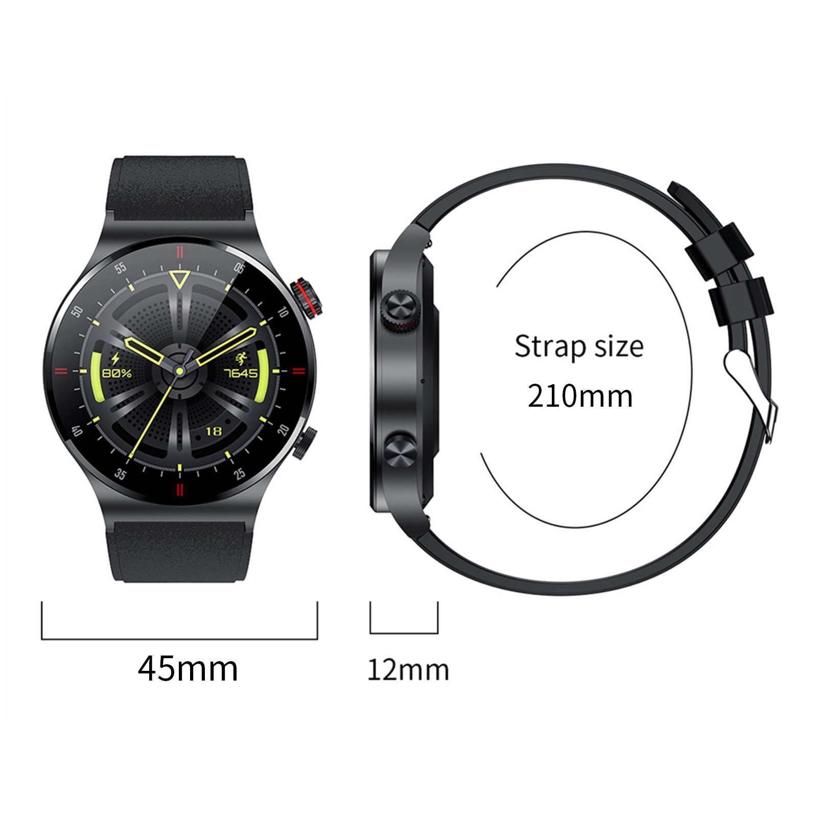 farfi Smart Watch, Gesundheitsüberwachung, IP67 wasserdicht, Business Watch Smartwatch (1.28 Zoll)