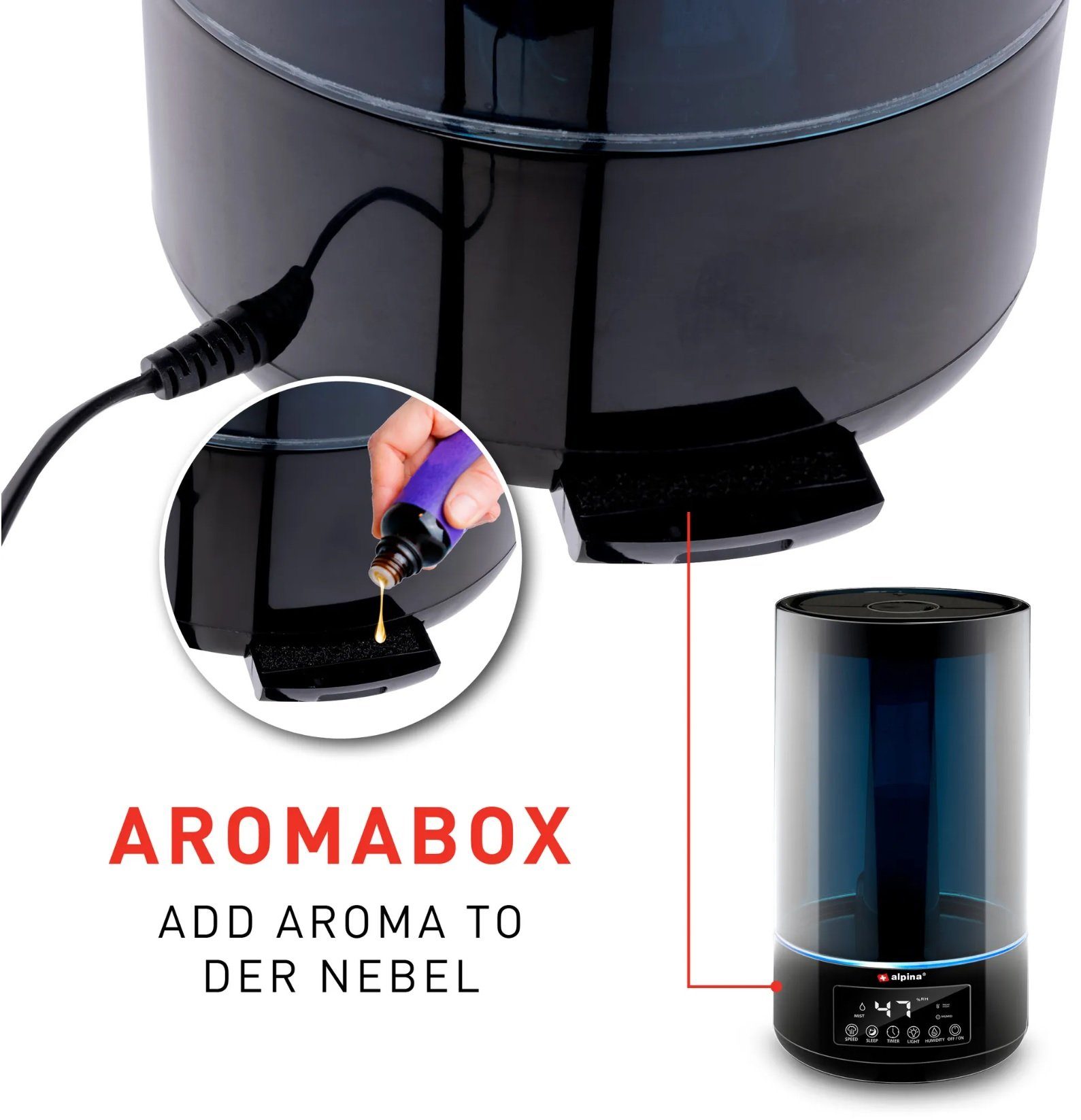 JUNG Luftbefeuchter ALPINA Luftbefeuchter 4L Aroma Diffuser Raumbefeuchter fü alle Räume, 4,30 l Wassertank, mit Fernbedienung, Raumluftbefeuchter, Raumluft Diffusor Humidifier
