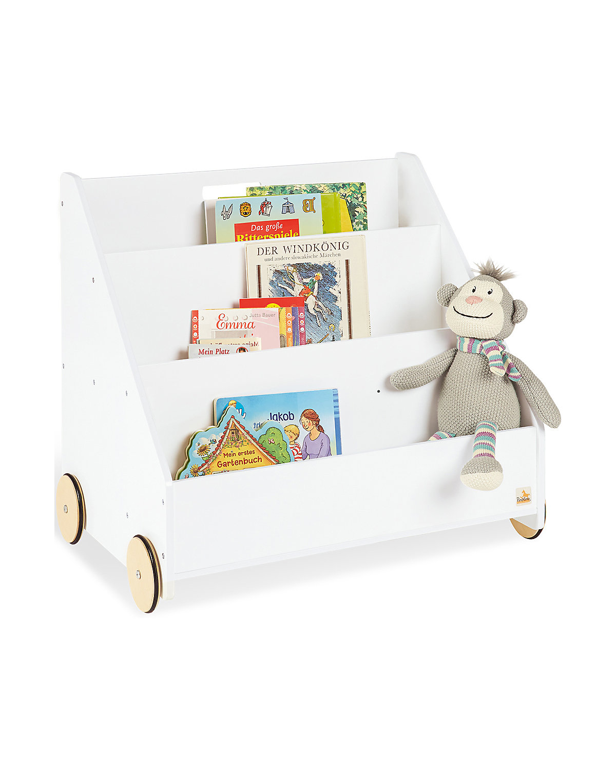 Bücherregal Lasse mit Rollen, weiß