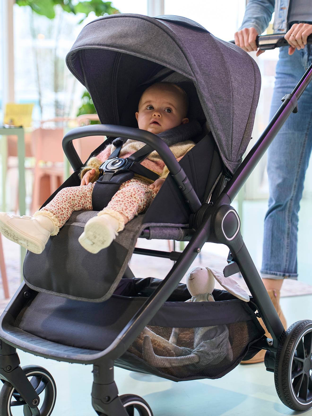 Vertbaudet Kombi-Kinderwagen AURIGA mit Babyschale & Babywanne - schiefergrau