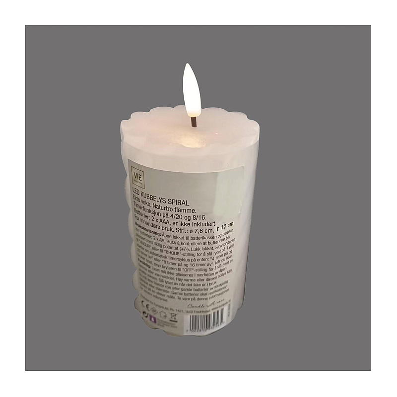 Vie Selected Kubbelys 12 cm ø 7,6 cm LED timer spiral hvit