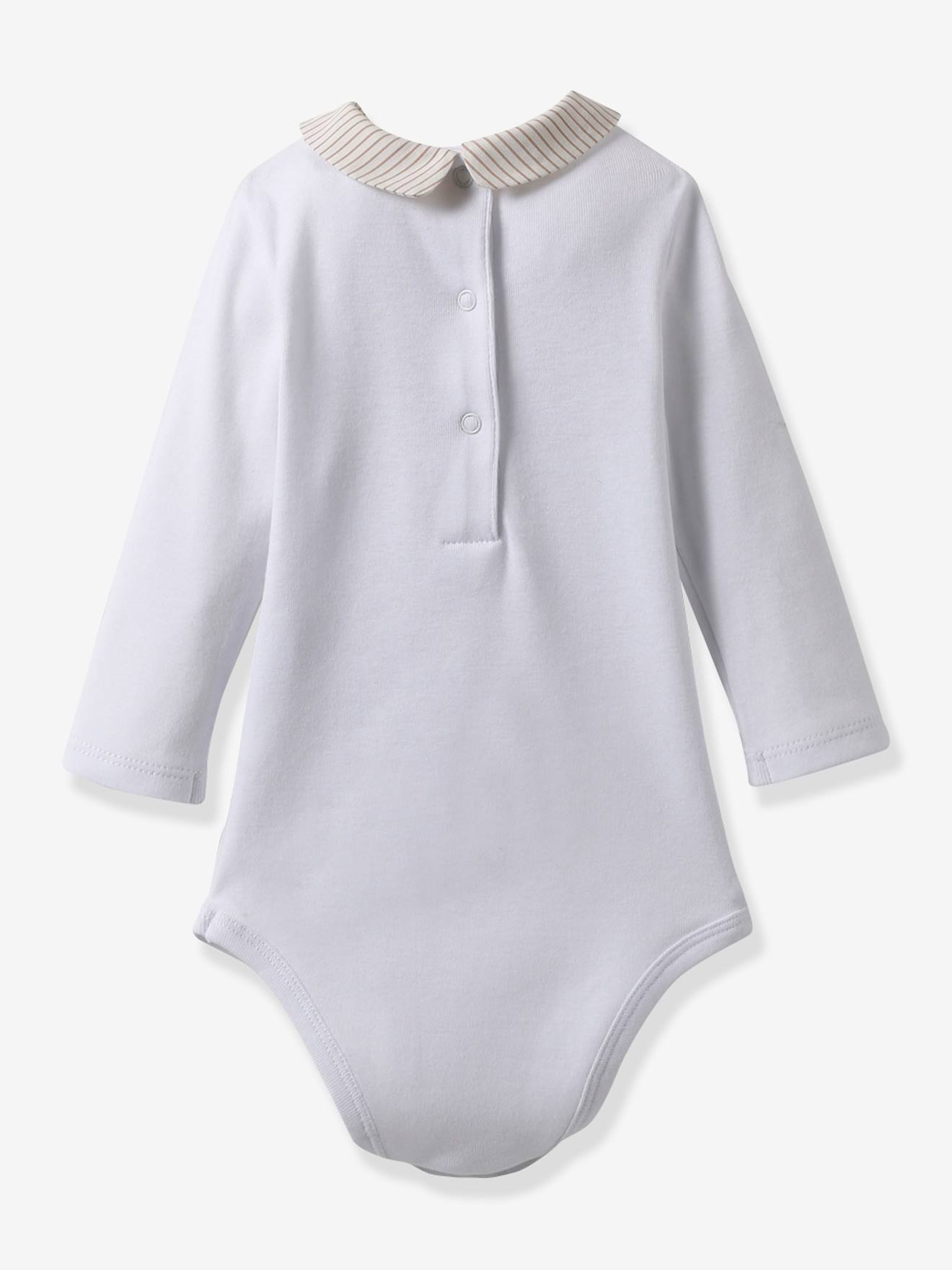 Cyrillus Baby Body mit Kragen CYRILLUS, Bio-Baumwolle - beige gestreift