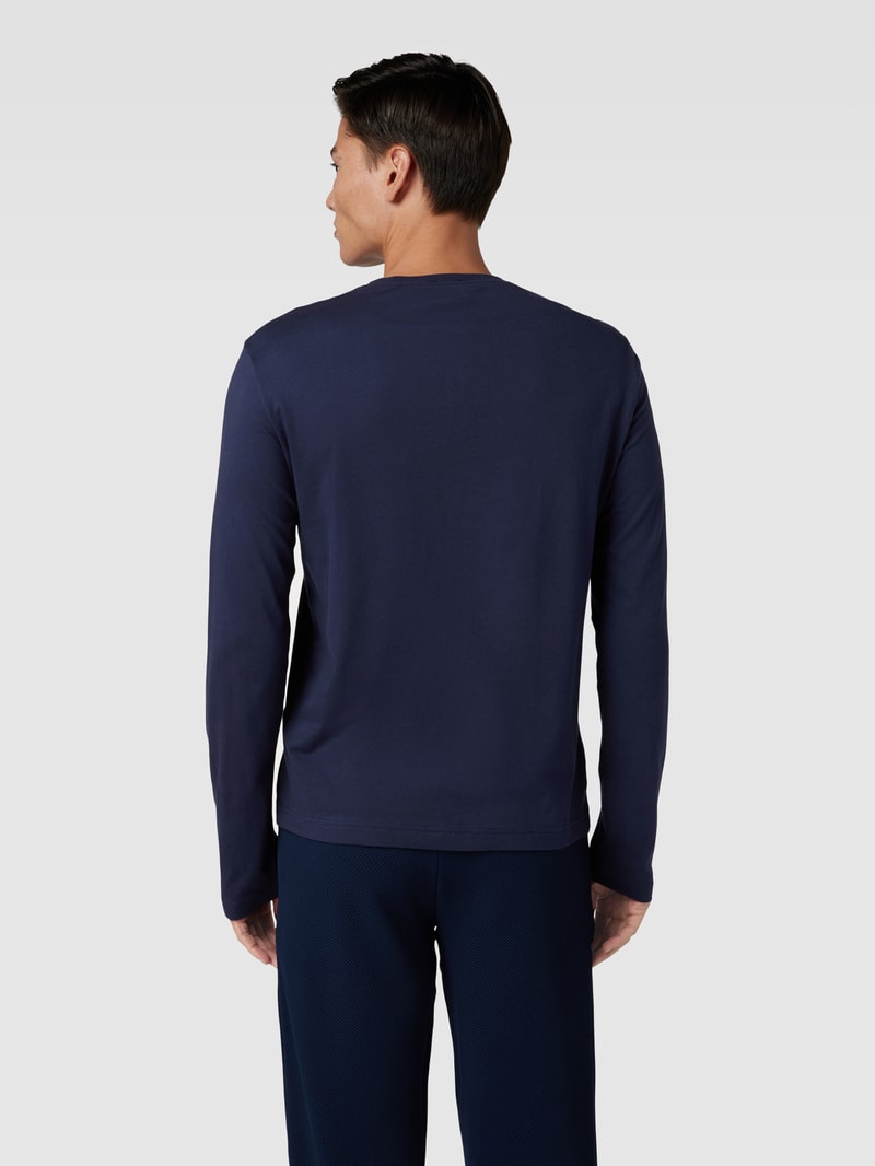 Longsleeve mit Label- und Logo-Print in marineblau