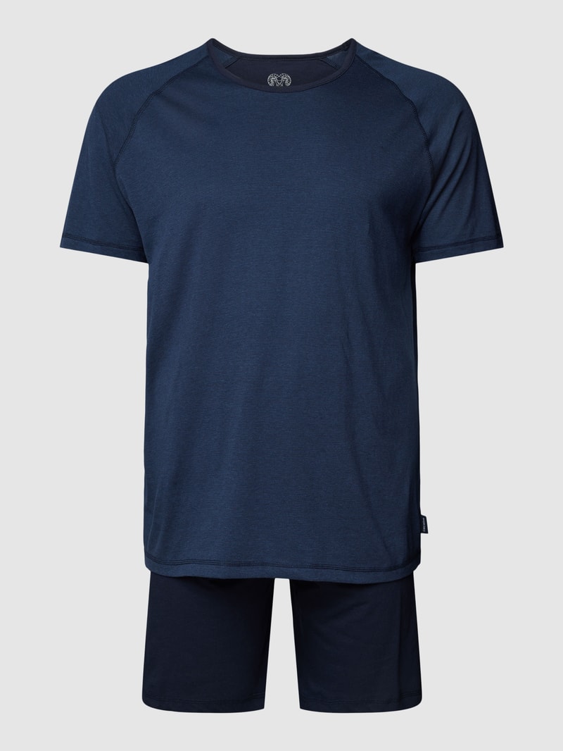 PLUS SIZE Pyjama mit geripptem Rundhalsausschnitt in dunkelblau