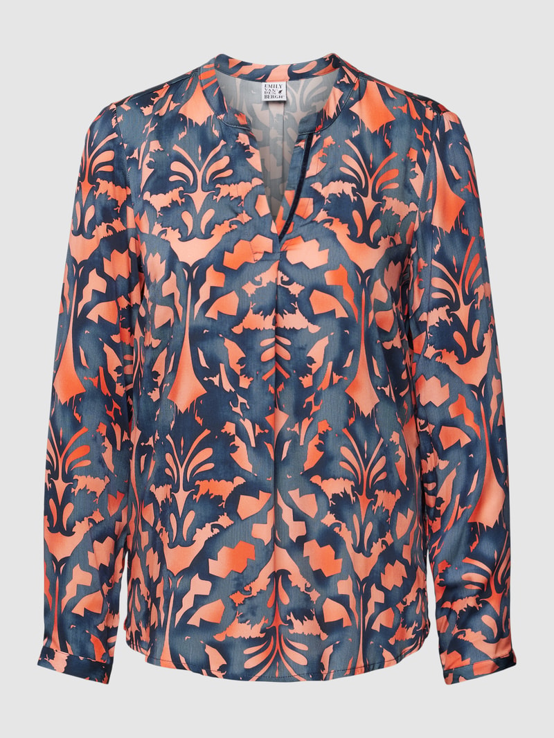 Blusenshirt mit Tunikakragen in apricot