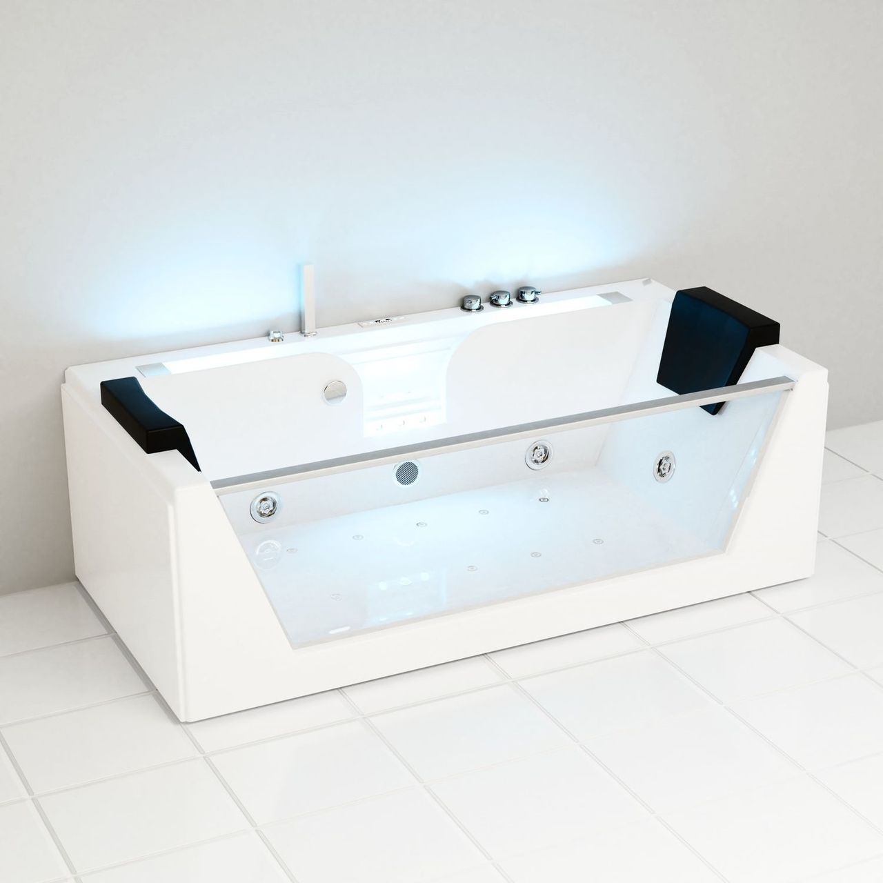 TroniTechnik Whirlpool Badewanne KOS 2 179cm x 85cm Heizung, Hydromassage, mit Bachlauf, Sanitäracryl