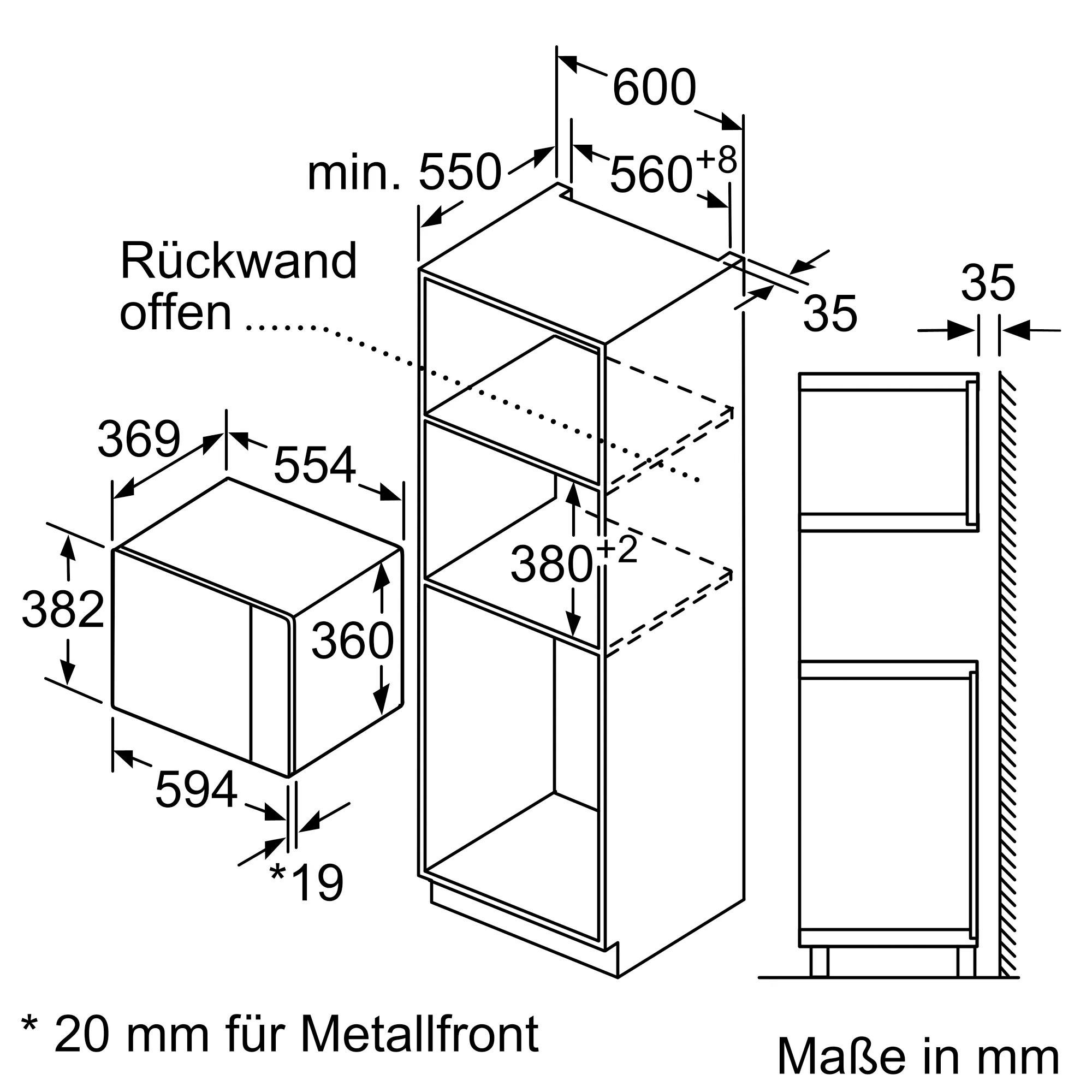 Constructa Einbau-Mikrowelle CC4P91562, Mikrowelle, 25 l