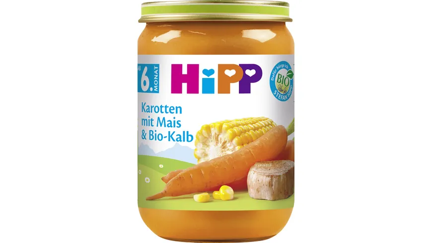 HiPP Menüs 190g ab 6. Monat: Karotten mit Mais und Bio-Kalb 190 g