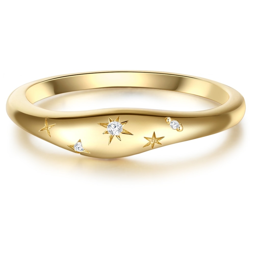 Glanzstücke München Bague en argent Étoilé Argent sterling Oxyde de zirconium (CZ) en Or jaune Bague