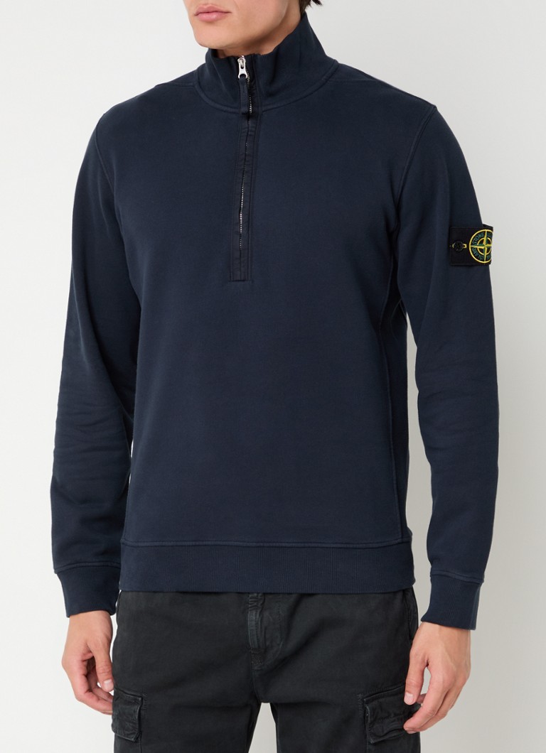 Πουλόβερ Stone Island 63420 με μισό φερμουάρ και λογότυπο