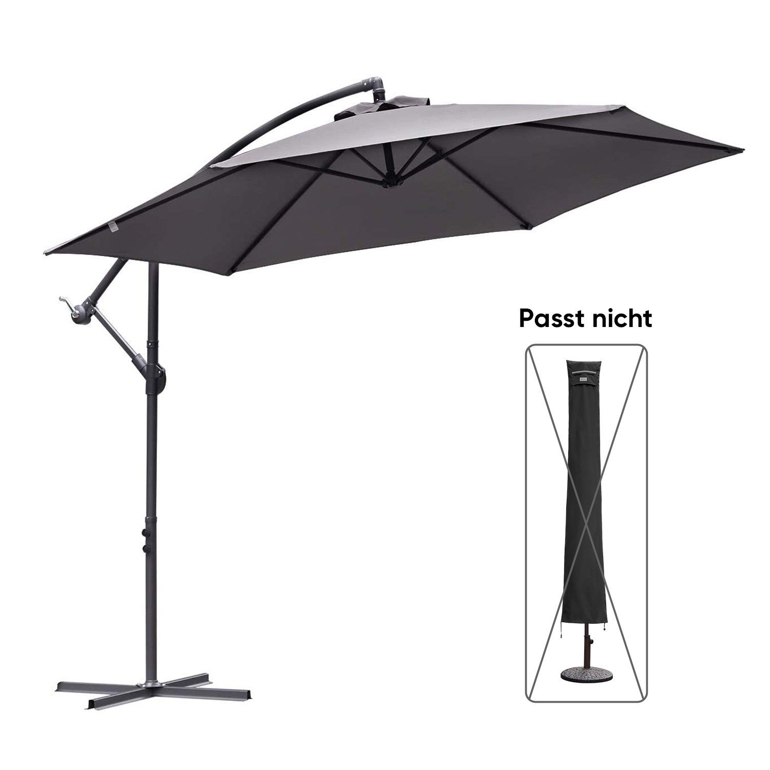 Sekey Sonnenschirm-Schutzhülle für Sonnenschirm bis 400cm Gartenschirm 330 x 240cm Marketschirm, XXXL, aus 600D Oxford, mit Stab und Reißverschluss, Wasserdicht, UV Schutz