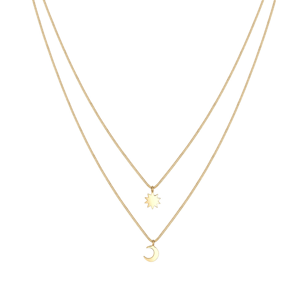 Elli Elli Collier Layer Halbmond Sonne Astro 925er Sterling Silber collier