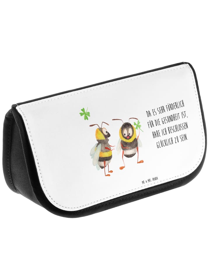 Mr. & Mrs. Panda Kosmetiktasche Hummeln Kleeblatt mit Spruch in Weiß günstig kaufen onesize