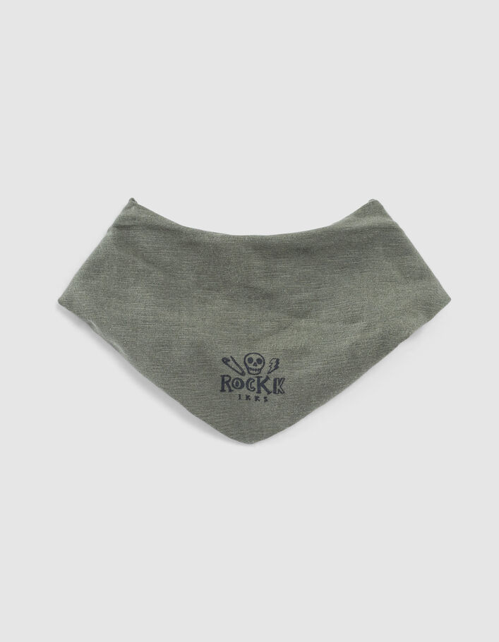 Bavoir kaki clair print rock coton bio bébé