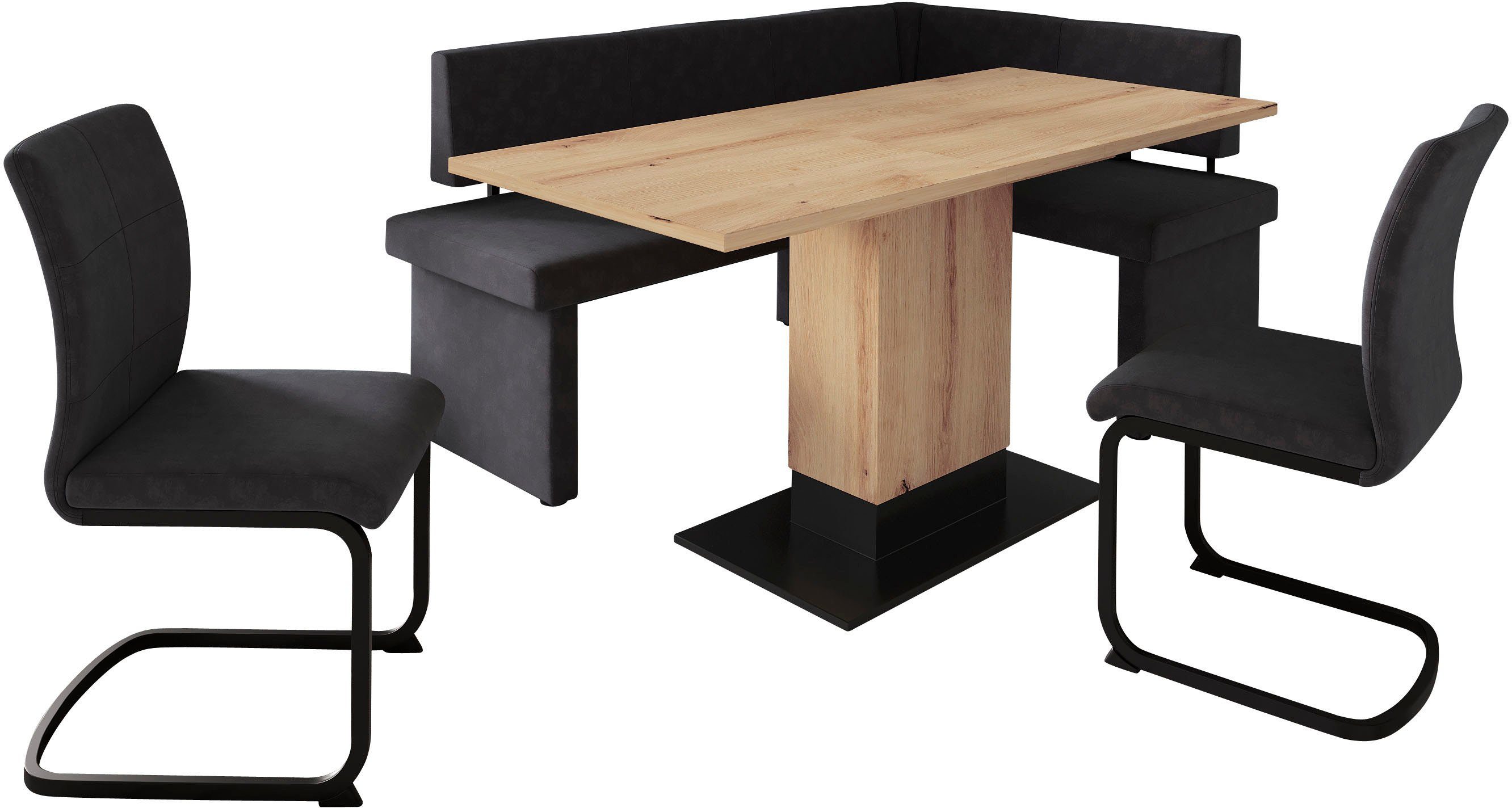 HELA Eckbankgruppe Pia, (Set, 4-tlg), Esstisch ausziehbar, Bank links/rechts montierbar