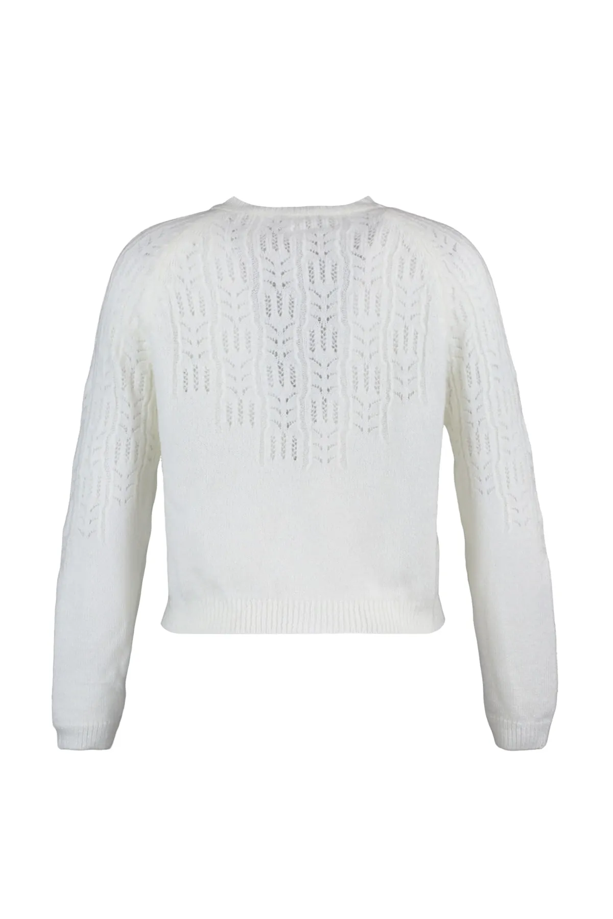 Trendyol Collection  Ecrufarbene, weich strukturierte Strickjacke mit Lochmuster TWOAW21HI0020
