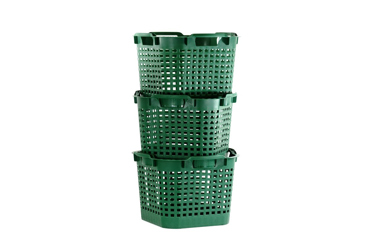 GreenLife Uni-Korb 25 kg, 3 Stück, drehstapelbar, grün