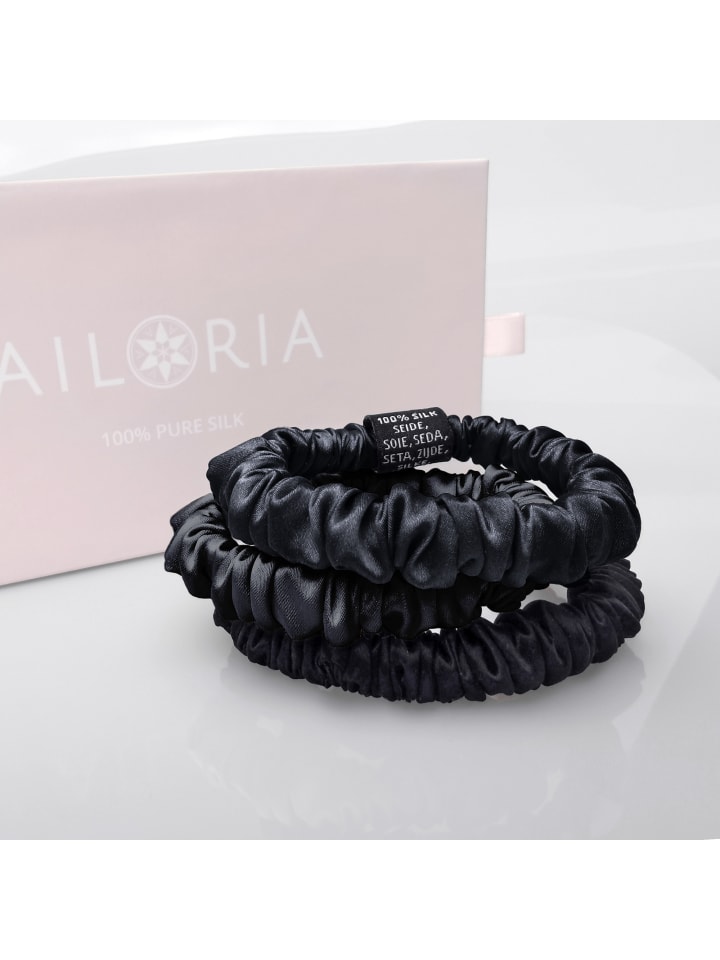 Ailoria DOUX Set 3 Scrunchies S aus Seide in schwarz günstig kaufen onesize