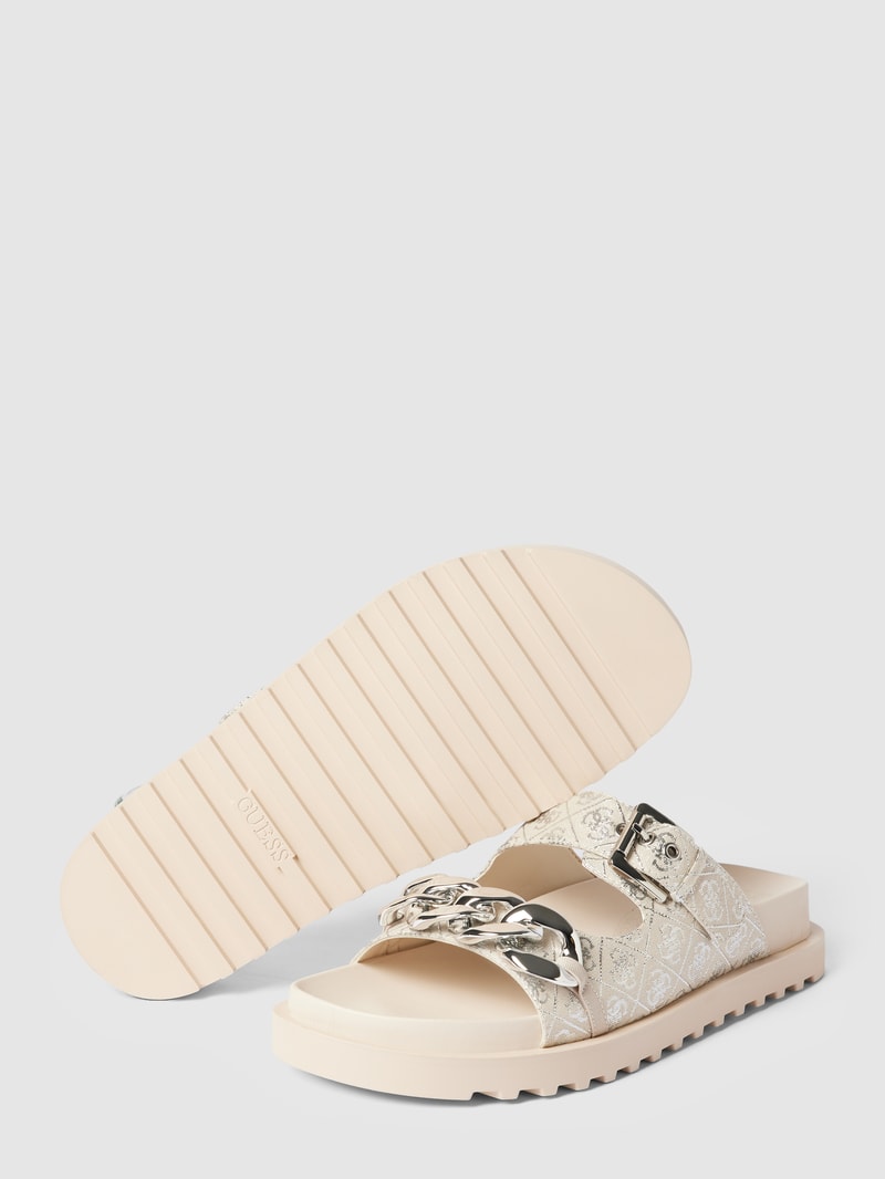 Pantoletten mit Zierkette Modell 'FATEMA' in beige