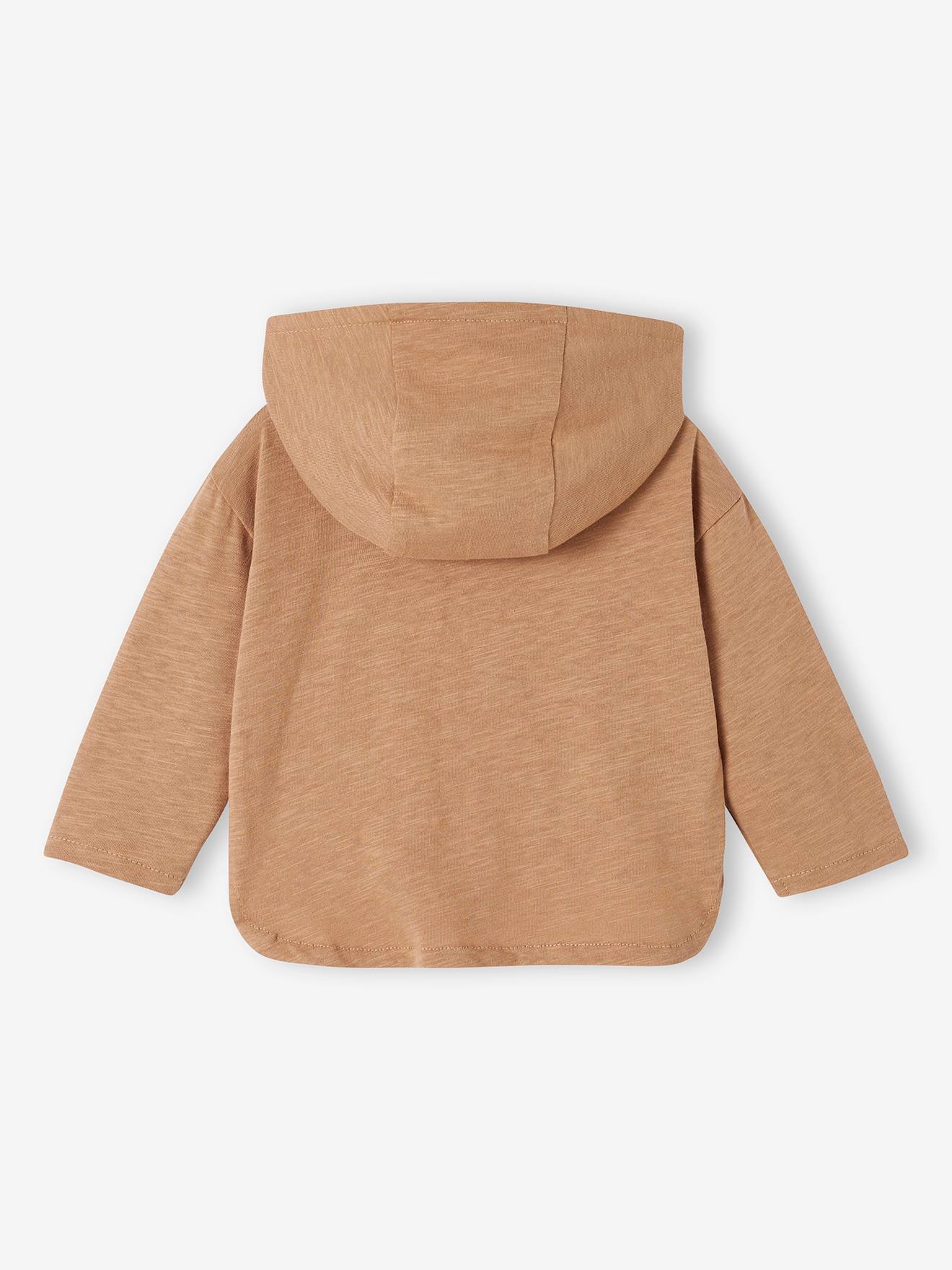 T-shirt à capuche bébé en jersey flammé cappuccino