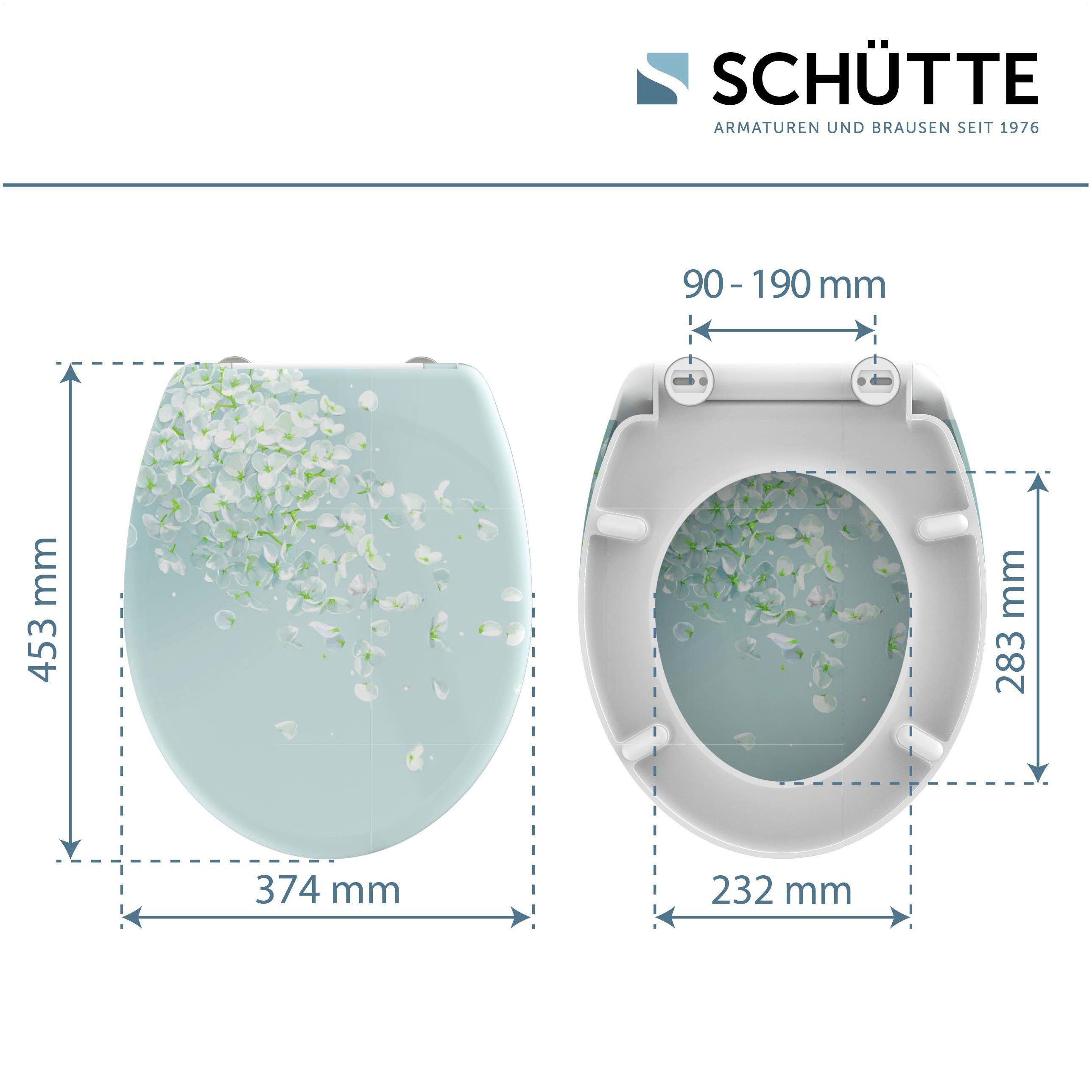 Schütte WC-Sitz FLOWER IN THE WIND, bruchsicher und kratzfest, Absenkautomatik, Standardmaß