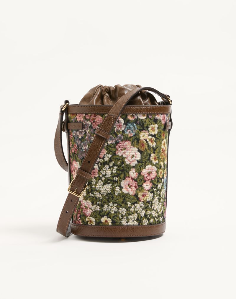 Valentino Garavani Antibes Mellemstor Bucket-taske i Apres L'Hiver Jacquard-stof