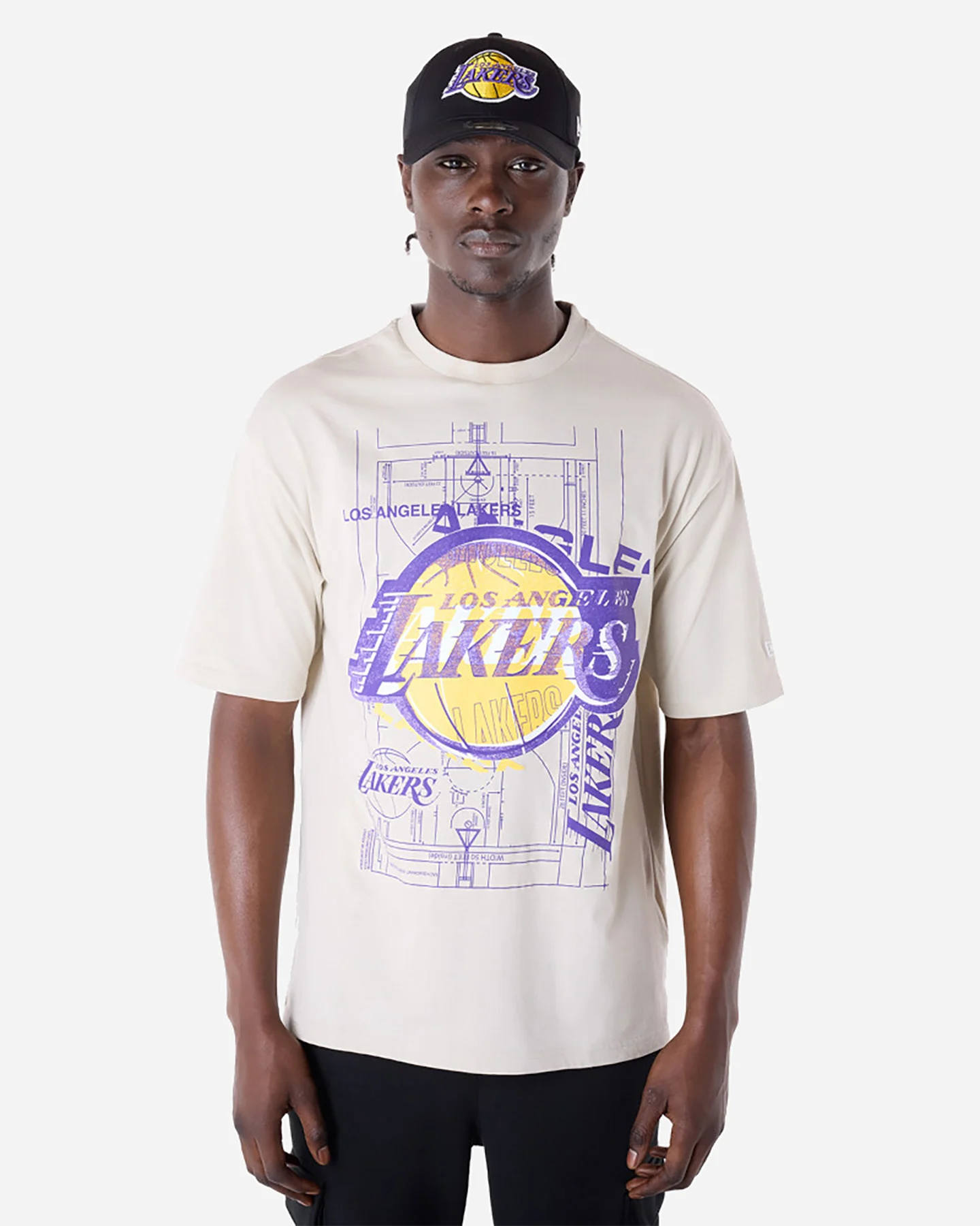 Tričko New Era Graphic Tee Lakers Beige M 60596426